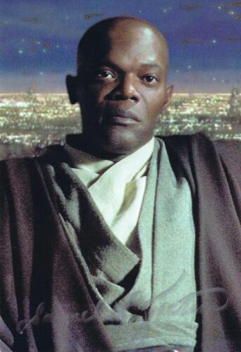 STAR WARS: A colour Star Wars Episode I post card depicting Mace Windu autographed by Samuel L Jackson