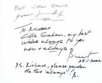 THE GRAHAM KENNEDY SHOW: A black and white picture depicting Graham Kennedy and Bert Newton autographed by both with personal messages "To Richard" - 2