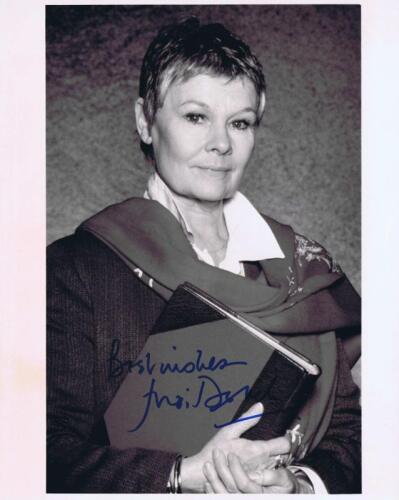 JAMES BOND: A black and white picture of 'M' played by Judi Dench autographed