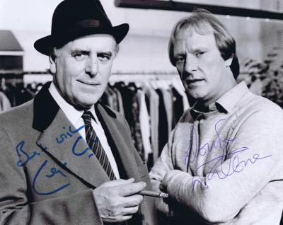 MNDER: A black and white picture depicting Minder cast members George Cole and Dennis Waterman, autographed by both members