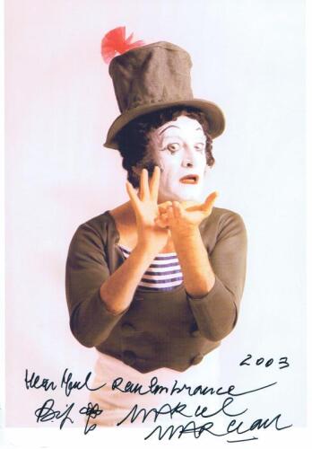 MARCEL MARCEAU: A colour portrait of french mime artist, autographed by Marcel Marceau