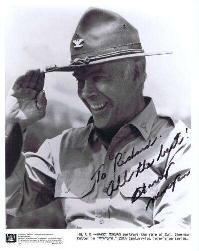 M*A*S*H: A black and white picture of Col. Sherman Potter from 'M*A*S*H' personally signed and inscribed by Harry Morgan