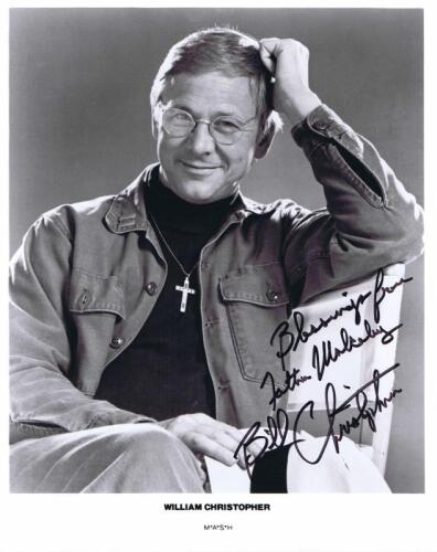 M*A*S*H: A black and white picture of John Mulcahy from M*A*S*H personally signed and inscribed by William Christopher