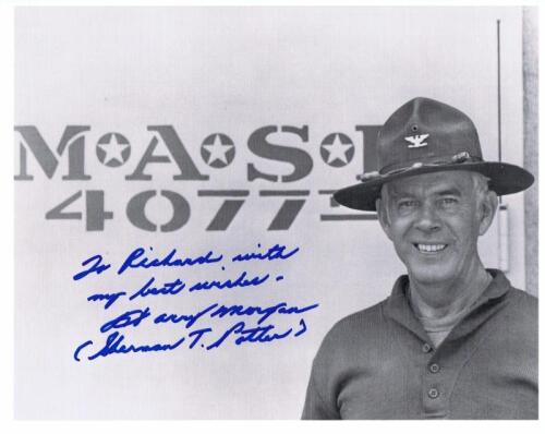 M*A*S*H: A black and white picture of Harry Morgan as 'Sherman T Potter', personally inscribed and signed by Harry Morgan