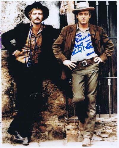 BUTCH CASSIDY: A colour picture from 1969 film 'Butch Cassidy and the Sundance Kid' personally inscribed and signed by Robert Redford, and Paul Newman