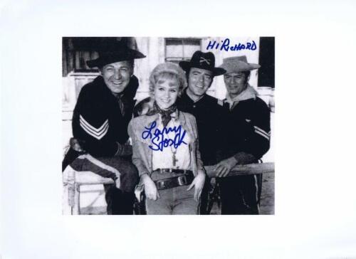 F TROOP: A black and white picture featuring cast of 'F Troop' including Larry Storch with personalised autograph