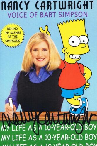 BART SIMPSON: A large post card featuring the voice of Bart Simpson Nancy Cartwright, autographed