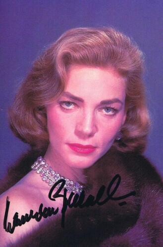 LAUREN BACALL: A autographed colour postcard portrait of actress Lauren Bacall