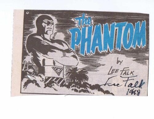 THE PHANTOM: A small magazine cut out of 'The Phantom' autographed by Lee Falk in 1998