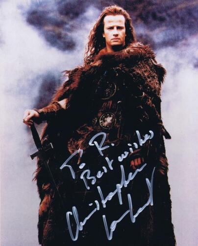 HIGHLANDER: A colour picture of Christopher Lambert as Connor Macleod in film Highlander, personally inscribed and signed by Christopher Lambert