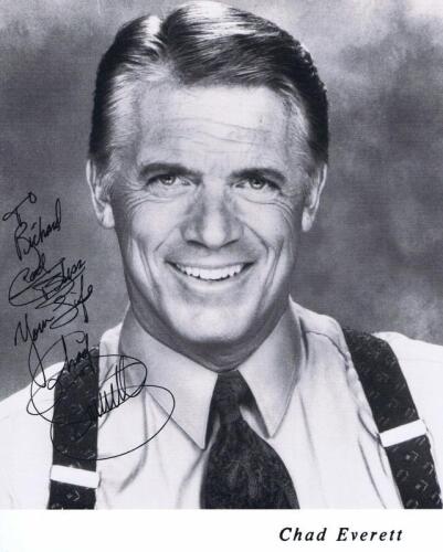 CHAD EVERETT: A black and white portrait of Chad Everett, personally inscribed and signed by Chad Everett