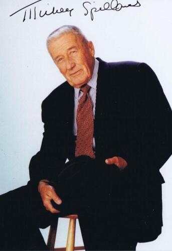 MICKEY SPILLANE: A colour portrait of Mickey Spillane, autographed with COA