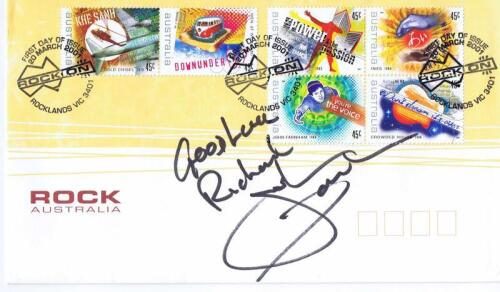FARNHAM: An Australia Post First Day cover featuring various Australian bands and singers. Front of cover signed by John Farnham