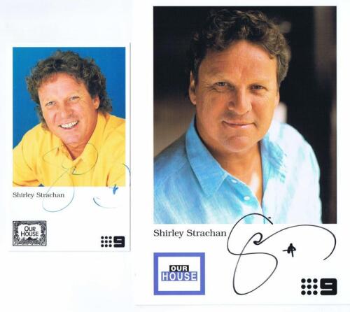 STRACHAN: Two Channel 9 'OUR HOUSE' colour publicity pictures of Shirley Strachan. Shirley Strachan signatures