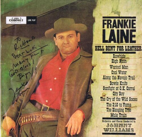 LAINE: A colour promotional sheet for Frankie Laine. Frankie Laine signature