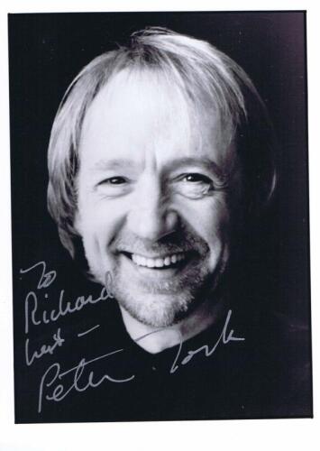MONKEES: A black and white picture of Peter Tork - bass player from the Monkees. Peter Tork signature