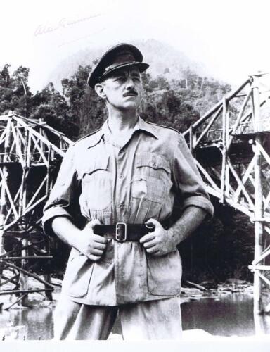 THE BRIDGE OF RIVER KWAI: A black and white picture of Colonel Nicholson autographed by Alec Guinness