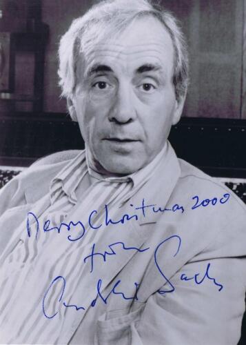 ANDREW SACHS: A black and white picture card of Andrew Sachs autographed with message by Andrew Sachs