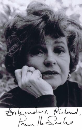 PRUNELLA SCALES: A black and white portrait of Prunella Scales, personally inscribed and signed by Prunella Scales