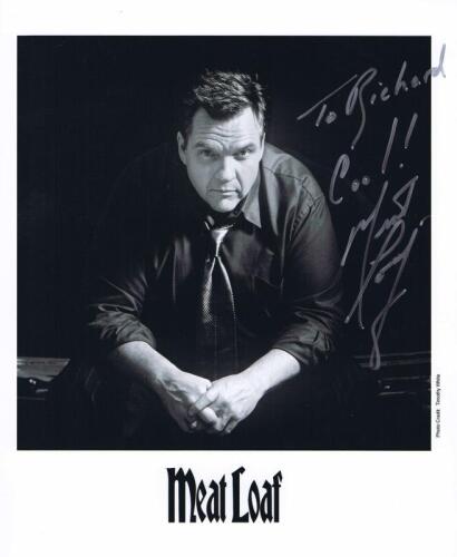 MEAT LOAF: A black and white publicity picture of Meatloaf. Meat Loaf signature