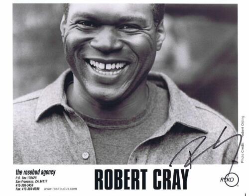 CRAY: A black and white publicity card featuring Robert Cray. Robert Cray signature