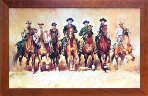 MAGNIFICENT 7: A large and impressive print by Renato Casaro depicting film 'The Magnificent 7'&nbsp;