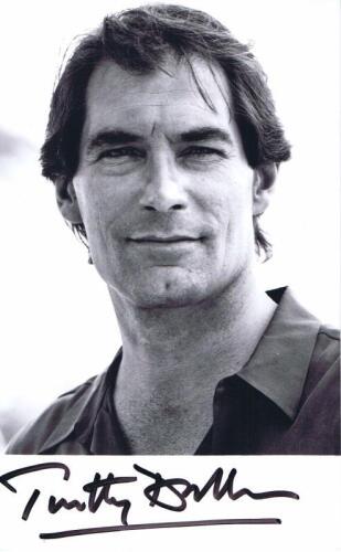 JAMES BOND: A autographed black and white portrait of Timothy Dalton
