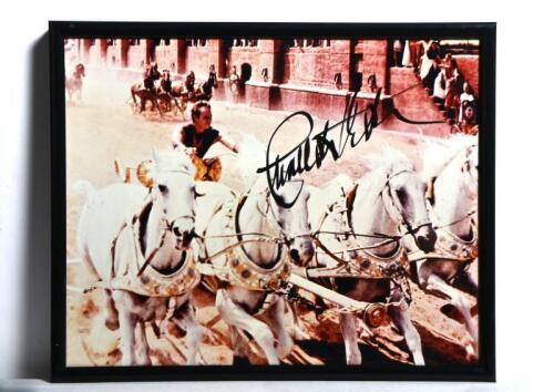 BEN HUR: A colour picture from film 'Ben Hur' autographed by Charlton Heston, framed and glazed