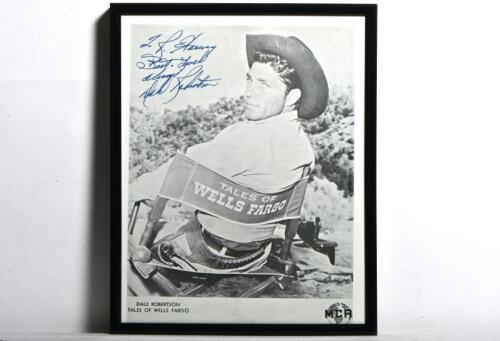 TALES OF WELLS FARGO: A black and white picture of Dale Robertson from 'Tales of Wells Fargo' personally inscribed and signed by Dale Robertson