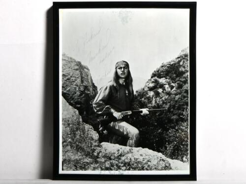 BROKEN ARROW: A black and white picture depiciting Michael Ansara as Cochise in Broken Arrow, personally inscribed and signed by Michael Ansara