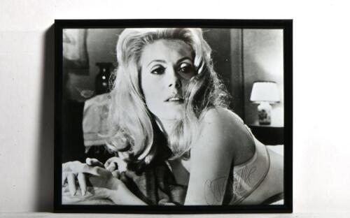 CATHERINE DENEUVE: A autographed black and white portrait of french actress Catherine Deneuve, framed and glazed&nbsp;