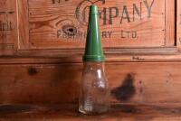 CASTROL: A 1940/50s "Castrol" embossed one imperial pint oil bottle, with 1950/60s "Castrol AA SAE 40" tin pourer and dust cover (updated description) - 4