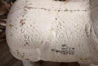 GOLDEN FLEECE: An original Golden Fleece cast aluminium 'Sir David of Dalkeith' pump top ram,overpainted in white,lacking screw, 37cm high, 56cm wide - 6