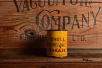 SHELL: A circa 1930s Australian 'Hi Pressure' 1 pound grease tin with embossed shell logo lid distributed by Morris Mcmahon & Co.
