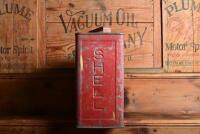 SHELL: An early two imperial gallon debossed Shell running board tin stencil painted to front 'Single Shell Motor Oil S.A.E 30' - 2