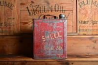 SHELL: An early two imperial gallon debossed Shell running board tin stencil painted to front 'Single Shell Motor Oil S.A.E 30' - 3