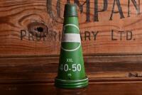 CASTROL: A 1940/50s "Castrol" embossed one imperial pint oil bottle, with late 20th century "Castrol XXL 40-50 MS" tin pourer and dust cover - 3