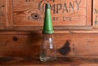 CASTROL: A 1940/50s "Castrol" embossed one imperial pint oil bottle, with late 20th century "Castrol XXL 40-50 MS" tin pourer and dust cover - 4