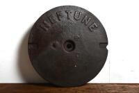 NEPTUNE A large Neptune cast iron petrol station take cover, 26.5cm diameter