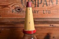 SHELL: A circa 1930s "Shell" embossed one imperial pint oil bottle, with circa 1950s "SHell 40 X-100" tin pourer and dust cover - 6