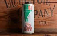 SHELL: A one quart "Shell Super Outboard Motor Oil" tin