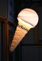 PETERS: An original wall mounted illuminated "Peter's" ice cream cone, 83cm high, 37cm wide, 56cm deep