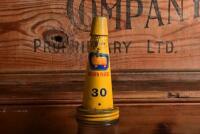 GOLDEN FLEECE: A one imperial pint oil bottle, with "Golden Fleece 30" tin pourer and dust cover - 2