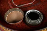 SHELL: A rare Australian circa 1930s "Shellite" four imperial gallon drum with embossed top and wooden grip in excellent condition - 9