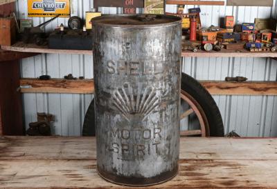 SHELL: A rare 1920/30s embossed "Shell Motor Spirit" oil drum, 57.5cm high