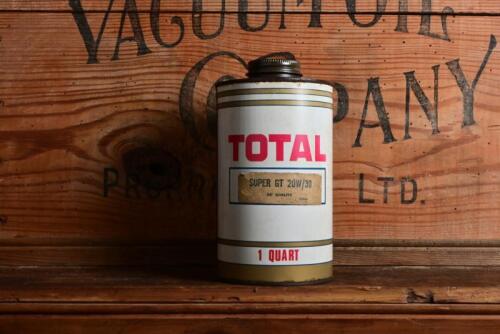 TOTAL: An original "Total Super GT 20W/30" one quart oil tin