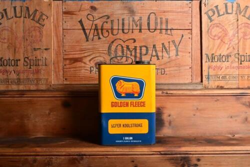 GOLDEN FLEECE: A circa 1960s one gallon 'Super Koolstoke' tin with embossed lid