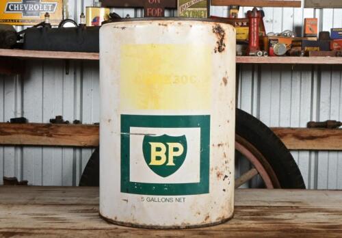 BP: A circa 1960s "BP Corse 30C" five gallon drum