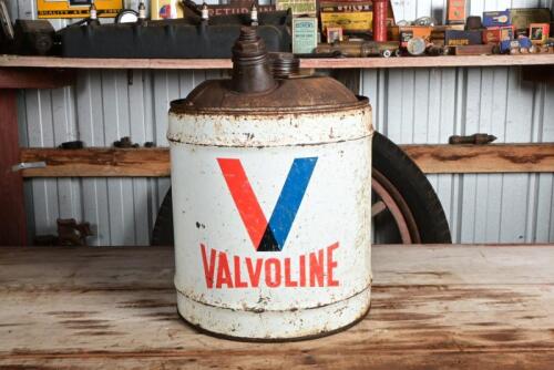 VALVOLINE: A circa 1960s "Valvoline" four imperial gallon oil drum with raised top