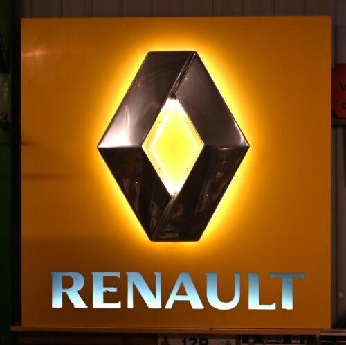RENAULT: A large 2000s illuminated "Renault" sign, 141 x 141cm